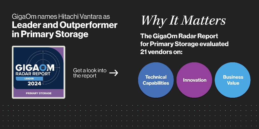 Hitachi Vantara凭借Virtual Storage Platform One获评GigaOm主存储雷达报告“领导者”和“表现优异者”-DOIT-数据产业媒体与服务平台