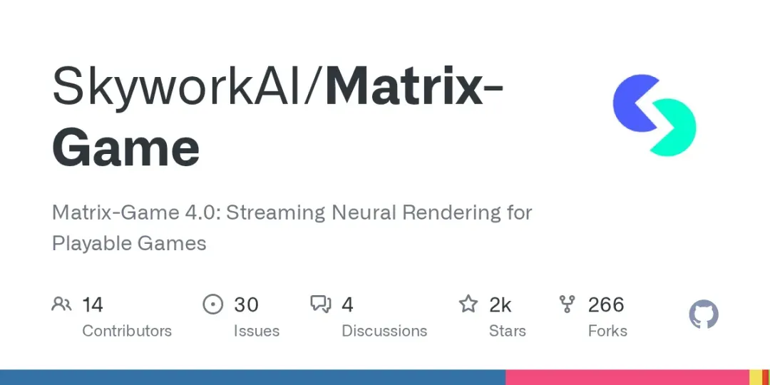 GitHub - SkyworkAI/Matrix-Game: Matrix-Game 4.0: Streaming Neural Rendering for Playable Games · GitHub