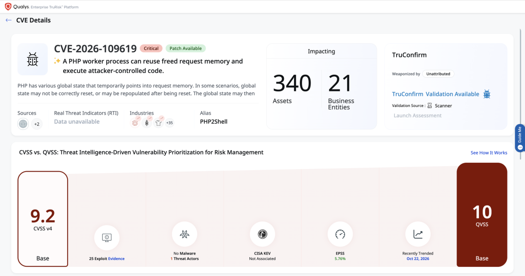 Two Critical PHP Flaws Could Hand Attackers Your Web Servers. Here's How to Find, Mitigate, and Patch PHP2Shell Now | Qualys